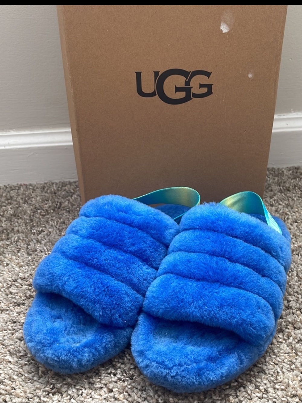 UGG Women's Fluff Balmoral Slide - Bright Blue